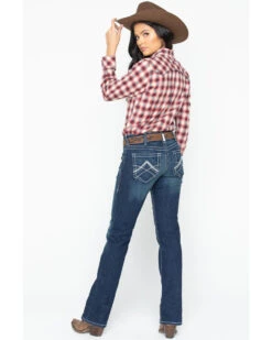 Ariat Women's R.E.A.L. Mid Rise Icon Stackable Straight Leg Jeans -Cowgirl Drape Sales 2000166328 402 P1
