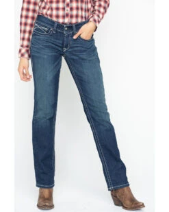 Ariat Women's R.E.A.L. Mid Rise Icon Stackable Straight Leg Jeans