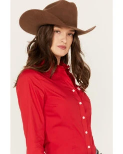 Cinch Women's Solid Red Button-Down Western Shirt -Cowgirl Drape Sales 2000175634 600 P2