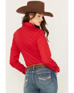 Cinch Women's Solid Red Button-Down Western Shirt -Cowgirl Drape Sales 2000175634 600 P4