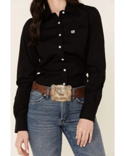Cinch Women's Weave Pocket Long Sleeve Button Down Western Shirt 7 Cinch Women's Weave Pocket Long Sleeve Button Down Western Shirt -Cowgirl Drape Sales 2000176197 001 P3