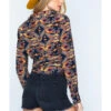 Ryan Michael Women's Aspen Southwestern Silk Print Long Sleeve Pearl Snap Western Shirt