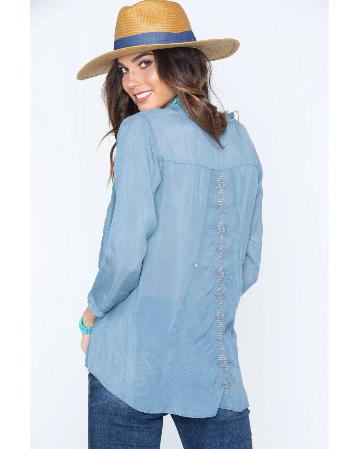 Ryan Michael Women's Embroidered Cupra Rayon Top 4 Ryan Michael Women's Embroidered Cupra Rayon Top - Image 4