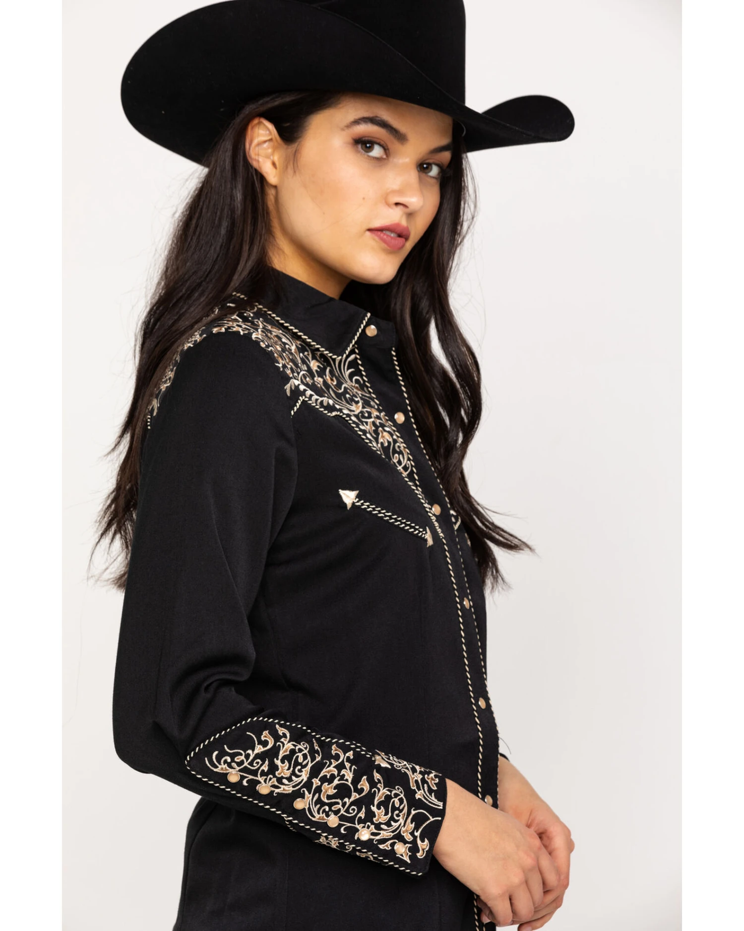 Scully Women's Scroll Embroidered Long Sleeve Pearl Snap Western Shirt 5 Scully Women's Scroll Embroidered Long Sleeve Pearl Snap Western Shirt - Image 5
