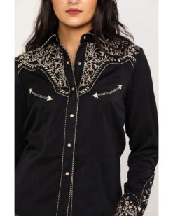 Scully Women's Scroll Embroidered Long Sleeve Pearl Snap Western Shirt 8 Scully Women's Scroll Embroidered Long Sleeve Pearl Snap Western Shirt -Cowgirl Drape Sales 2000240384 908 P4