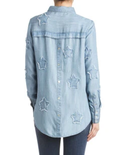 Miss Me Women's Denim Star Long Sleeve Button Down Shirt -Cowgirl Drape Sales 2000249464 402 P2