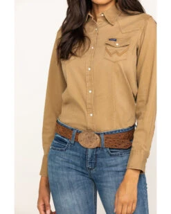 Wrangler Women's Solid Long Sleeve Snap Western Shirt 12 Wrangler Women's Solid Long Sleeve Snap Western Shirt -Cowgirl Drape Sales 2000266025 280 P5