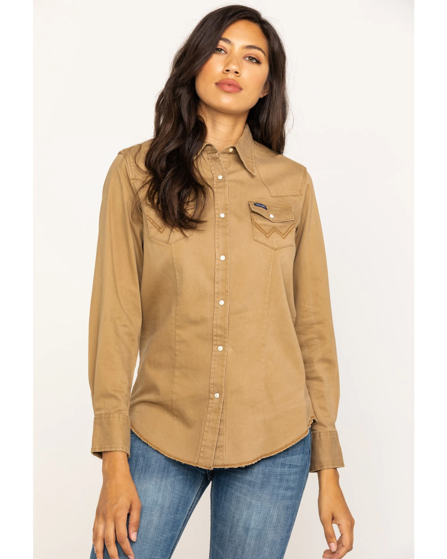Wrangler Women's Solid Long Sleeve Snap Western Shirt 2 Wrangler Women's Solid Long Sleeve Snap Western Shirt - Image 2