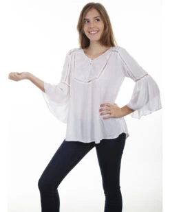 Honey Creek By Scully Women's Hi/Lo Lace Crochet Blouse -Cowgirl Drape Sales 2000281316 103 P1