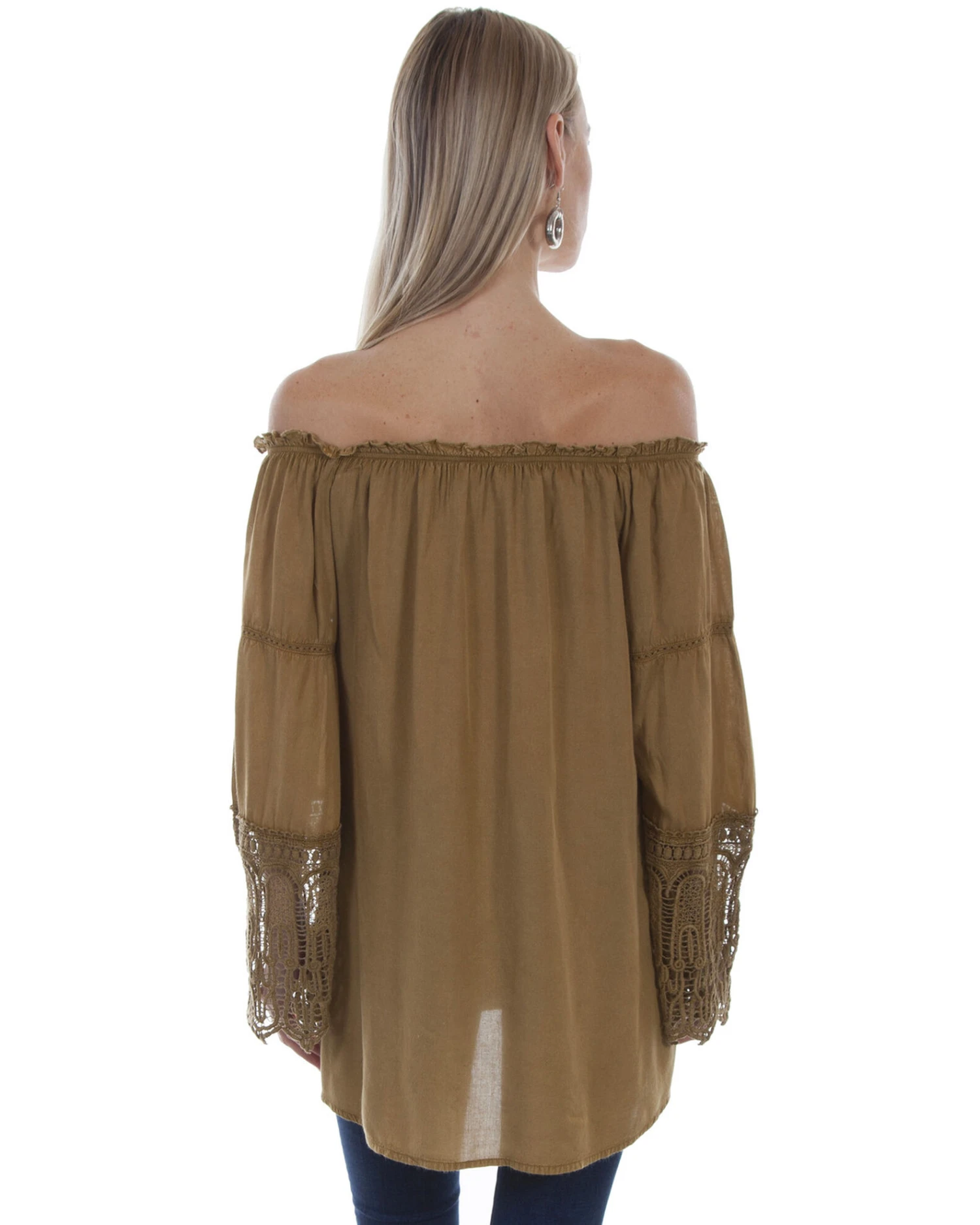 Honey Creek By Scully Women's Mustard Crochet Off The Shoulder Blouse 2 Honey Creek By Scully Women's Mustard Crochet Off The Shoulder Blouse - Image 2
