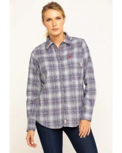 Ariat Women's FR Abigail Plaid Print Long Sleeve Work Shirt -Cowgirl Drape Sales 2000283795 500 P1