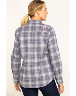 Ariat Women's FR Abigail Plaid Print Long Sleeve Work Shirt -Cowgirl Drape Sales 2000283795 500 P2