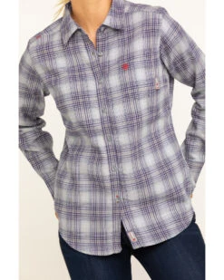 Ariat Women's FR Abigail Plaid Print Long Sleeve Work Shirt -Cowgirl Drape Sales 2000283795 500 P4