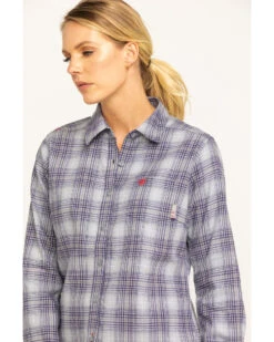 Ariat Women's FR Abigail Plaid Print Long Sleeve Work Shirt -Cowgirl Drape Sales 2000283795 500 P5