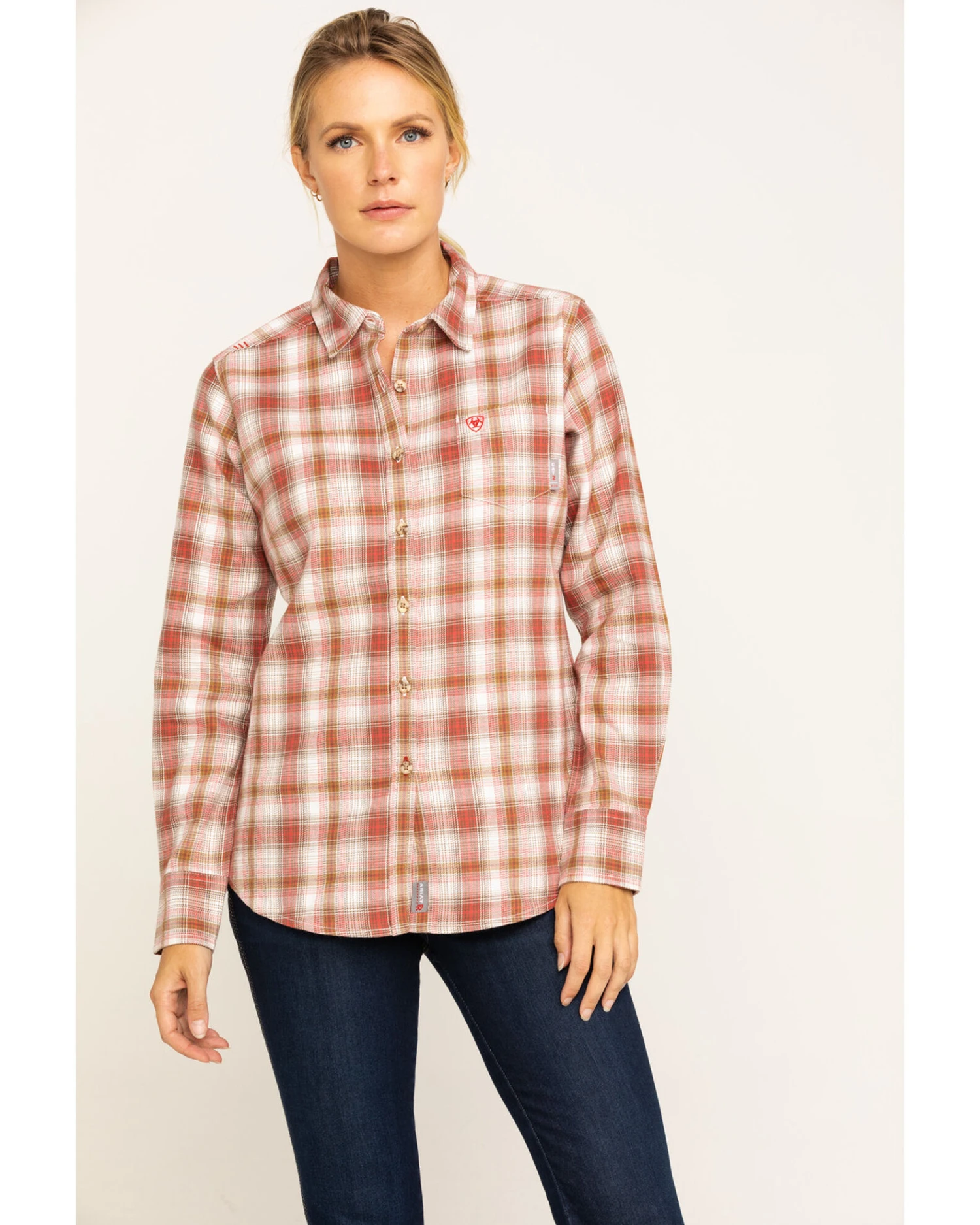 Ariat Women's FR Victoria Plaid Print Long Sleeve Work Shirt 5 Ariat Women's FR Victoria Plaid Print Long Sleeve Work Shirt - Image 5