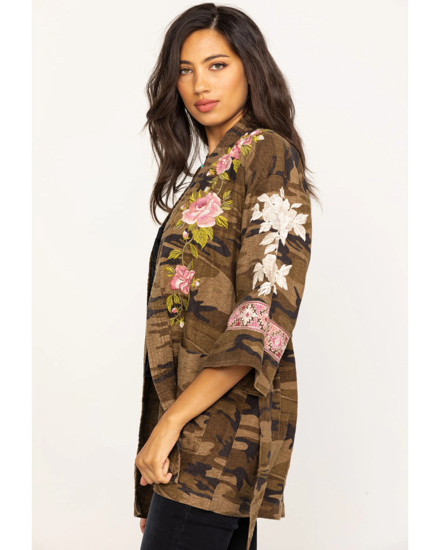Johnny Was Women's Molly Camo Yuki Trapunto Linen Kimono 6 Johnny Was Women's Molly Camo Yuki Trapunto Linen Kimono - Image 6