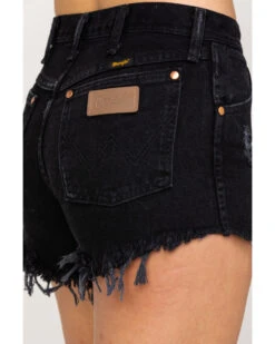 Wrangler Modern Women's Black Heritage Frayed Hem Shorts -Cowgirl Drape Sales 2000289986 001 P4