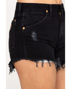 Wrangler Modern Women's Black Heritage Frayed Hem Shorts -Cowgirl Drape Sales 2000289986 001 P5