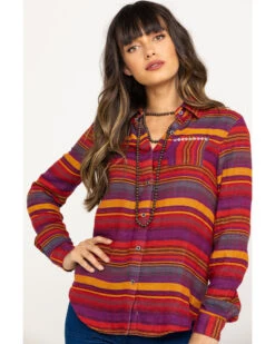 Rock & Roll Denim Women's Rust Serape Stripe Southwestern Embroidered Long Sleeve Western Shirt 11 Rock & Roll Denim Women's Rust Serape Stripe Southwestern Embroidered Long Sleeve Western Shirt -Cowgirl Drape Sales 2000290054 900 P1