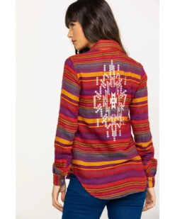 Rock & Roll Denim Women's Rust Serape Stripe Southwestern Embroidered Long Sleeve Western Shirt 9 Rock & Roll Denim Women's Rust Serape Stripe Southwestern Embroidered Long Sleeve Western Shirt -Cowgirl Drape Sales 2000290054 900 P2