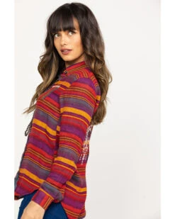 Rock & Roll Denim Women's Rust Serape Stripe Southwestern Embroidered Long Sleeve Western Shirt 10 Rock & Roll Denim Women's Rust Serape Stripe Southwestern Embroidered Long Sleeve Western Shirt -Cowgirl Drape Sales 2000290054 900 P3