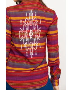 Rock & Roll Denim Women's Rust Serape Stripe Southwestern Embroidered Long Sleeve Western Shirt 8 Rock & Roll Denim Women's Rust Serape Stripe Southwestern Embroidered Long Sleeve Western Shirt -Cowgirl Drape Sales 2000290054 900 P5