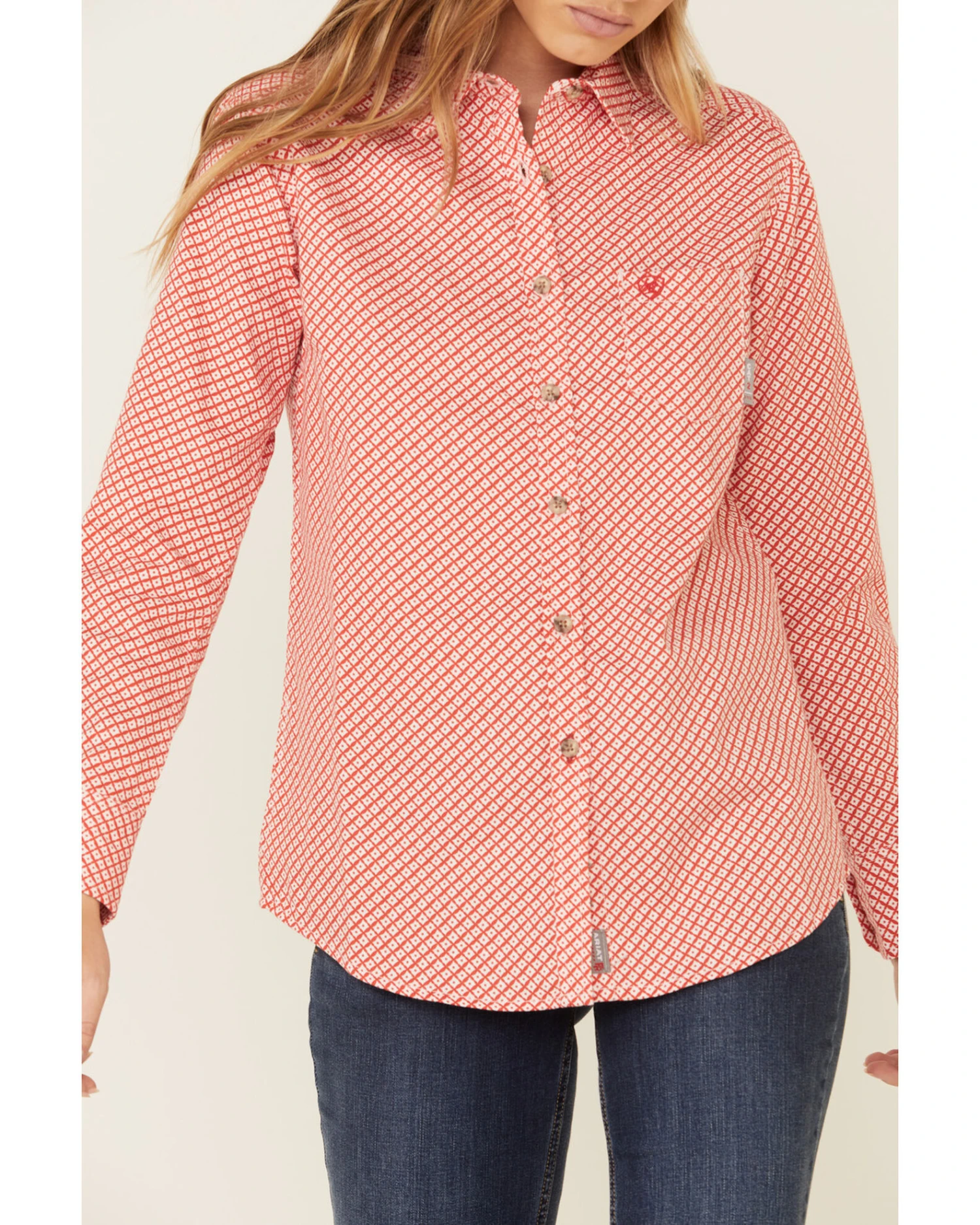Ariat Women's FR Sofia Geo Print Long Sleeve Button Down Work Shirt 4 Ariat Women's FR Sofia Geo Print Long Sleeve Button Down Work Shirt - Image 4