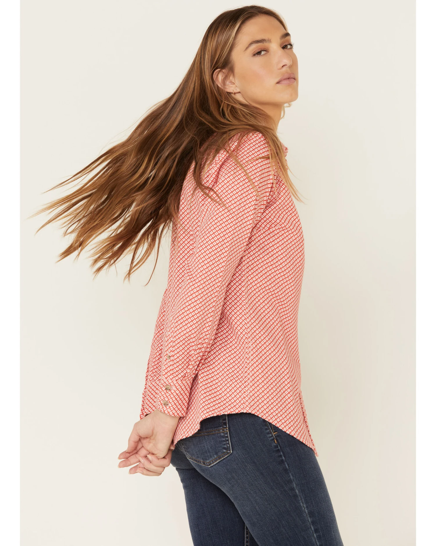 Ariat Women's FR Sofia Geo Print Long Sleeve Button Down Work Shirt 3 Ariat Women's FR Sofia Geo Print Long Sleeve Button Down Work Shirt - Image 3