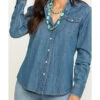 Stetson Women's Denim Desert Embroidered Long Sleeve Snap Western Shirt