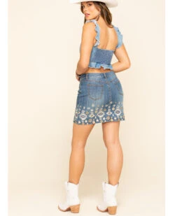 Stetson Women's Denim Southwestern Embroidered Mini Skirt -Cowgirl Drape Sales 2000295457 400 P5