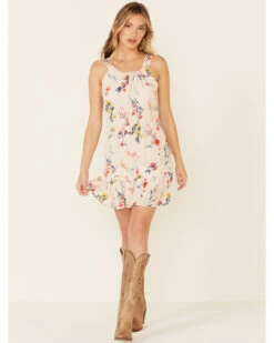 Miss Me Women's Ivory Floral Cutout Halter Dress -Cowgirl Drape Sales 2000309331 103 P2