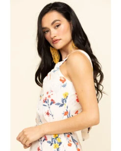 Miss Me Women's Ivory Floral Cutout Halter Dress