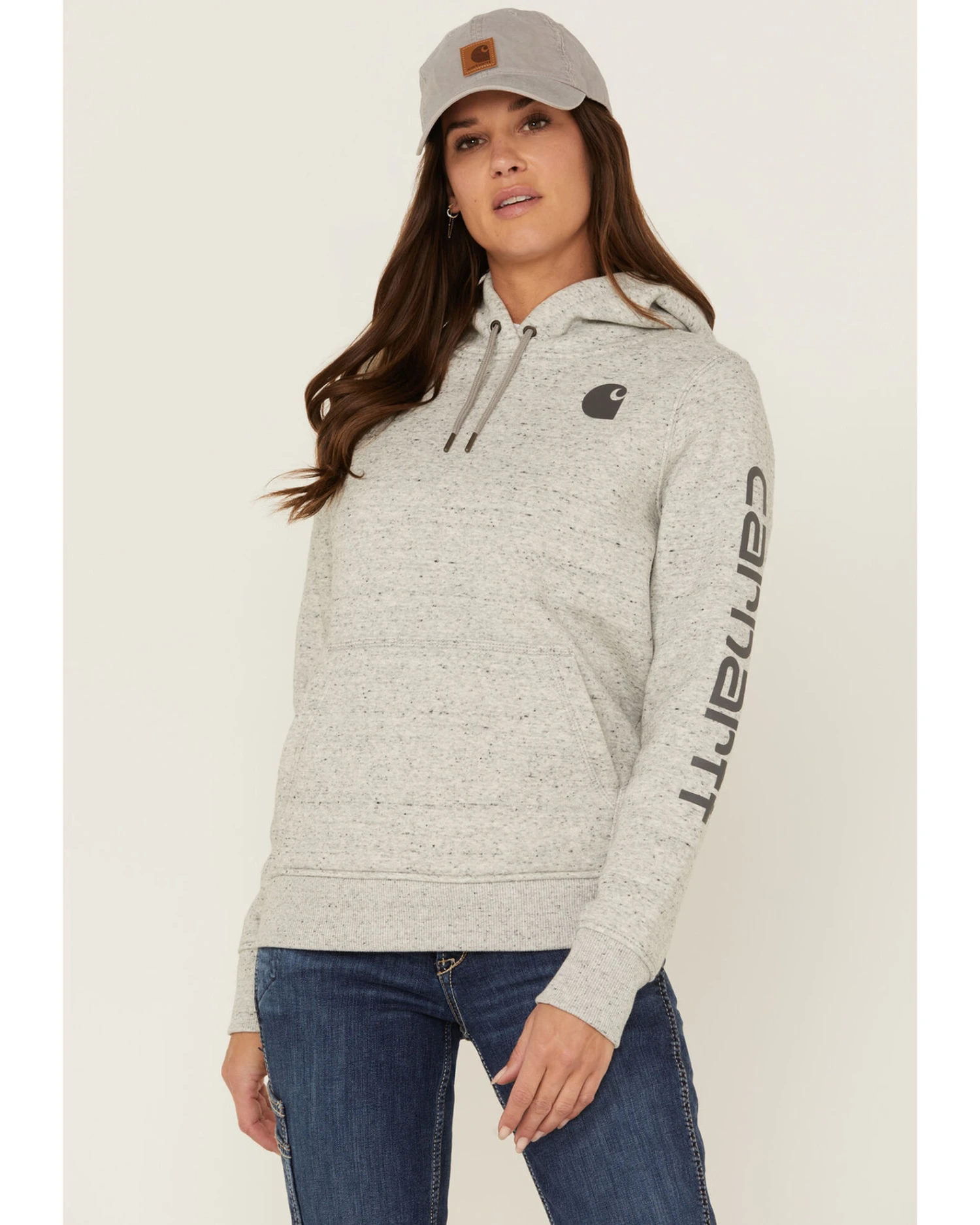 Carhartt Women's Clarksburg Sleeve Logo Hooded Sweatshirt 2 Carhartt Women's Clarksburg Sleeve Logo Hooded Sweatshirt - Image 2