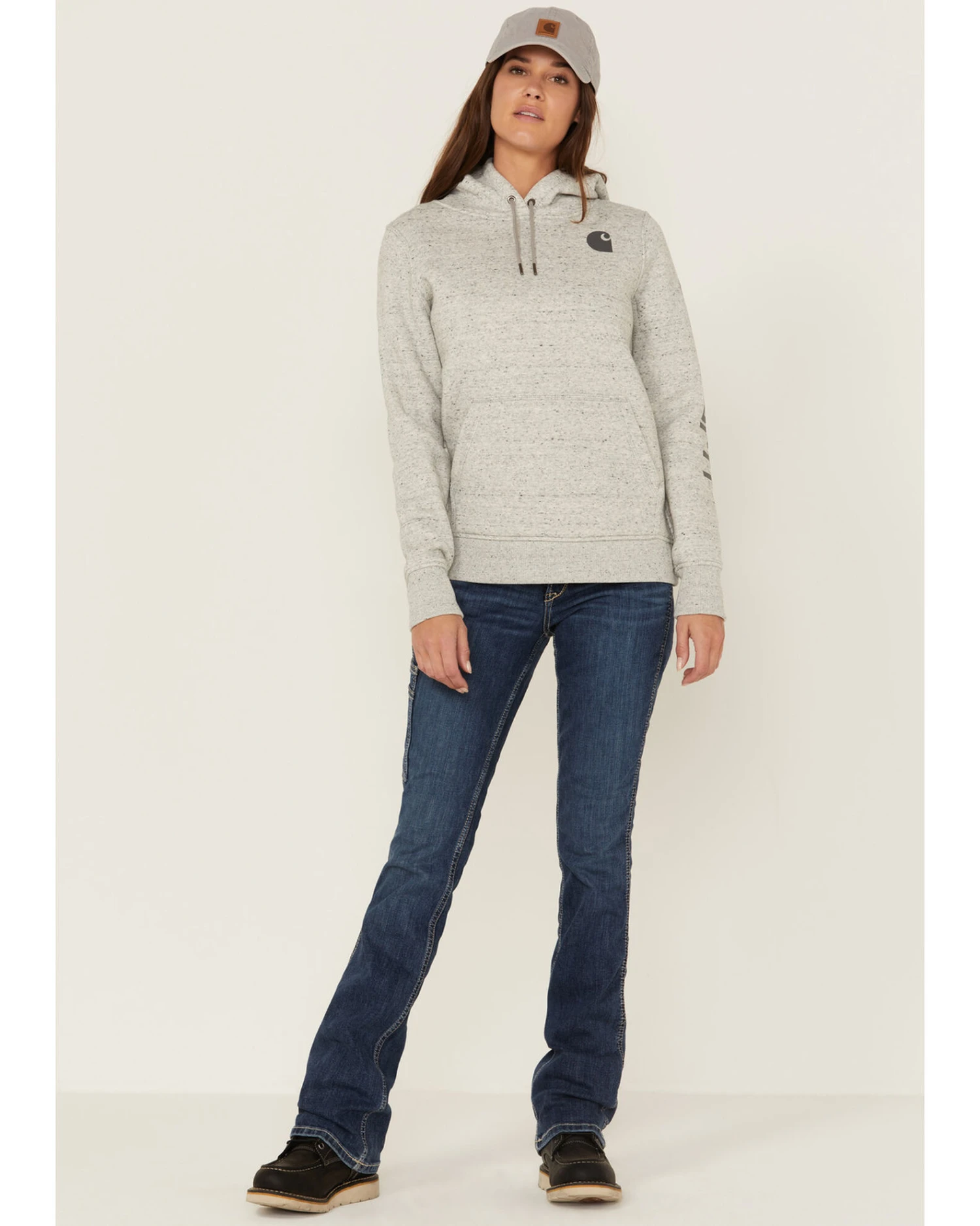 Carhartt Women's Clarksburg Sleeve Logo Hooded Sweatshirt 1 Carhartt Women's Clarksburg Sleeve Logo Hooded Sweatshirt