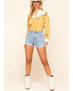 Rolla's Women's Light Wash Rolled Hem Duster Shorts -Cowgirl Drape Sales 2000323215 400 P6