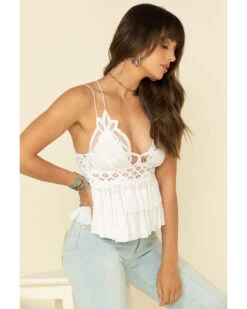 Free People Women's Adella Cami Lace Ruffled Tank Top -Cowgirl Drape Sales 2000325212 100 P1
