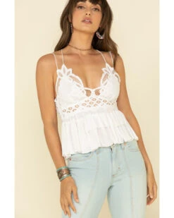 Free People Women's Adella Cami Lace Ruffled Tank Top -Cowgirl Drape Sales 2000325212 100 P2