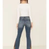Driftwood Women’s Medium Wash Suede Patchwork Flare Jeans