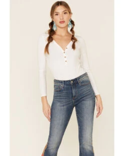 Driftwood Women’s Medium Wash Suede Patchwork Flare Jeans -Cowgirl Drape Sales 2000328193 400 P4