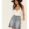 Driftwood Women’s Light Wash Patchwork Denim Skirt