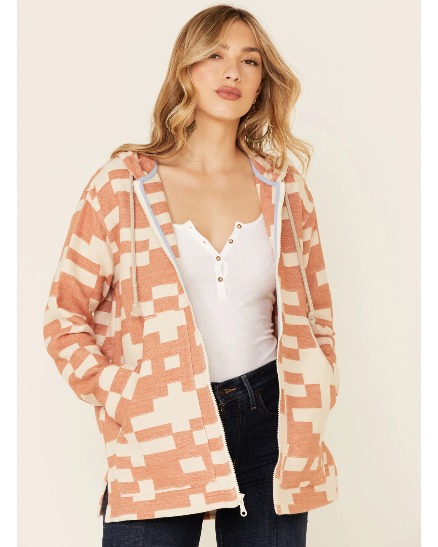 Pendleton Women's Sierra Mixed Pattern Oversized Zip Hooded Jacket 2 Pendleton Women's Sierra Mixed Pattern Oversized Zip Hooded Jacket - Image 2