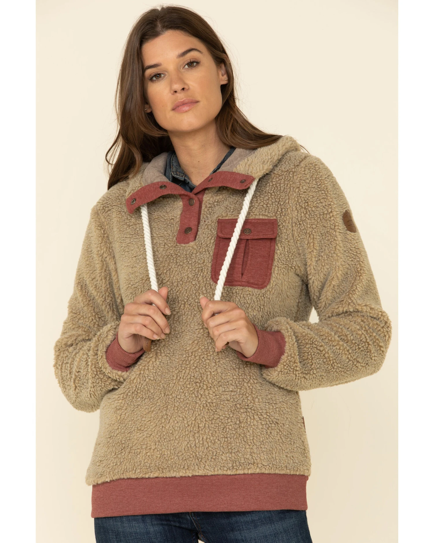 Wanakome Women's Fay Snap Neck Sherpa Hooded Pullover 4 Wanakome Women's Fay Snap Neck Sherpa Hooded Pullover - Image 4