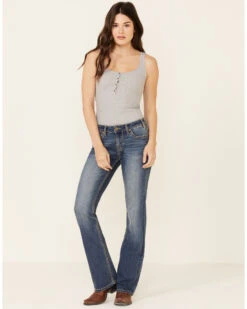 Rock & Roll Denim Women's Medium Wash Bootcut Riding Jeans 6 Rock & Roll Denim Women's Medium Wash Bootcut Riding Jeans -Cowgirl Drape Sales 2000338591 400 P1