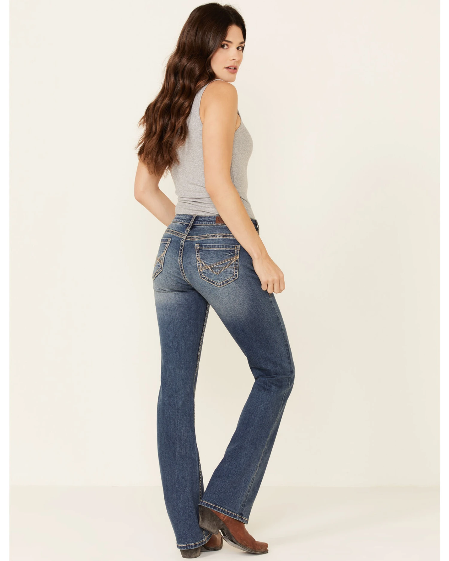 Rock & Roll Denim Women's Medium Wash Bootcut Riding Jeans 1 Rock & Roll Denim Women's Medium Wash Bootcut Riding Jeans