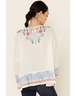Johnny Was Women's Mateo Embroidered Gauze Long Sleeve Top -Cowgirl Drape Sales 2000339047 100 P4