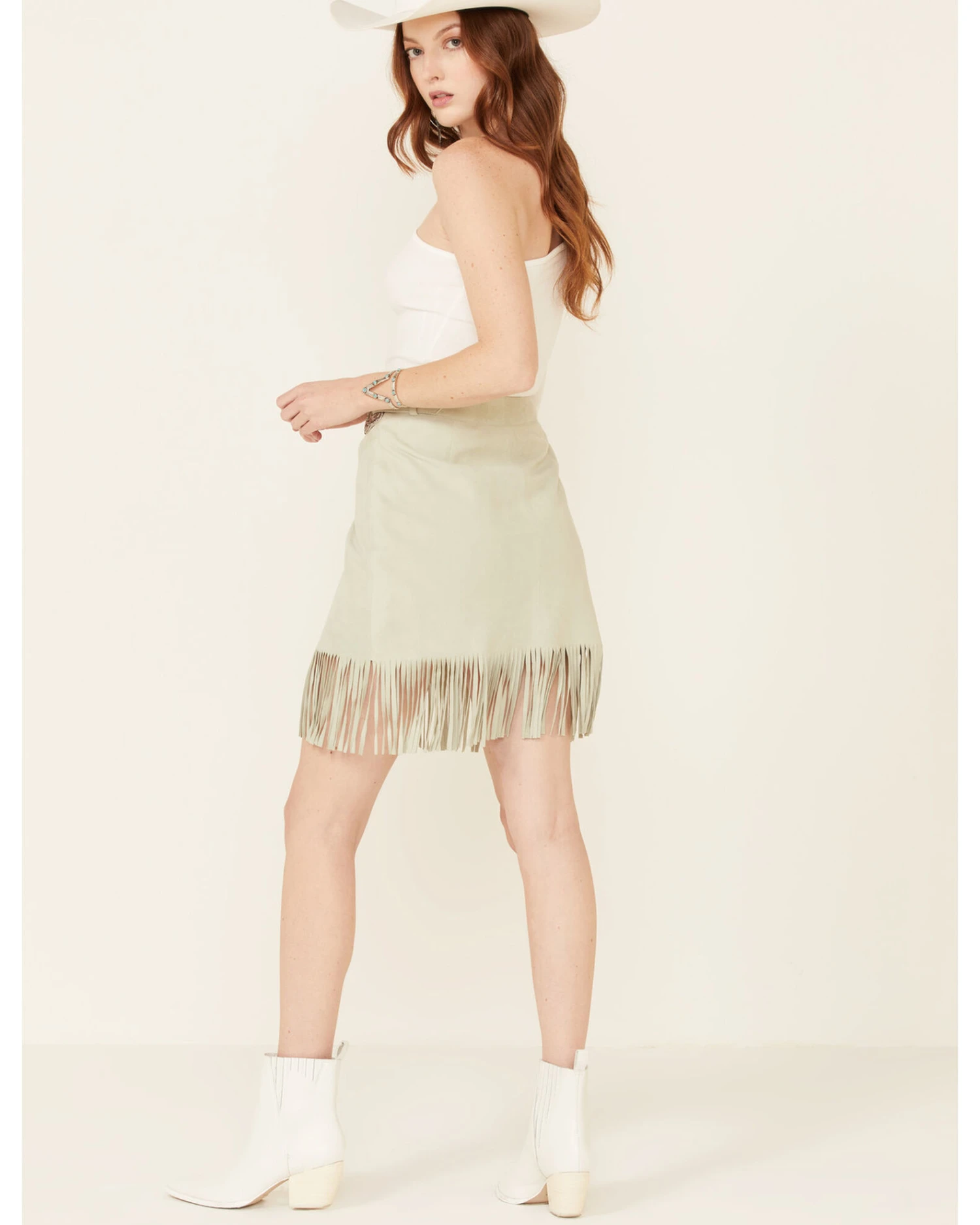 Double D Ranch Women's Dee Belted Fringe Leather Skirt 4 Double D Ranch Women's Dee Belted Fringe Leather Skirt - Image 4