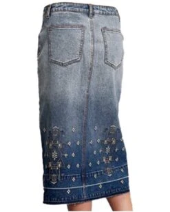 Stetson Women's Embroidered Long Denim Skirt