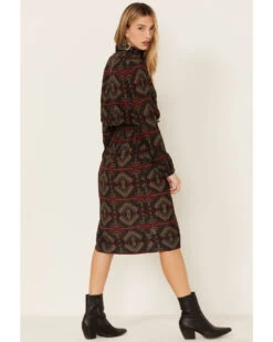 Stetson Women's Brown Southwestern Print Belted Dres