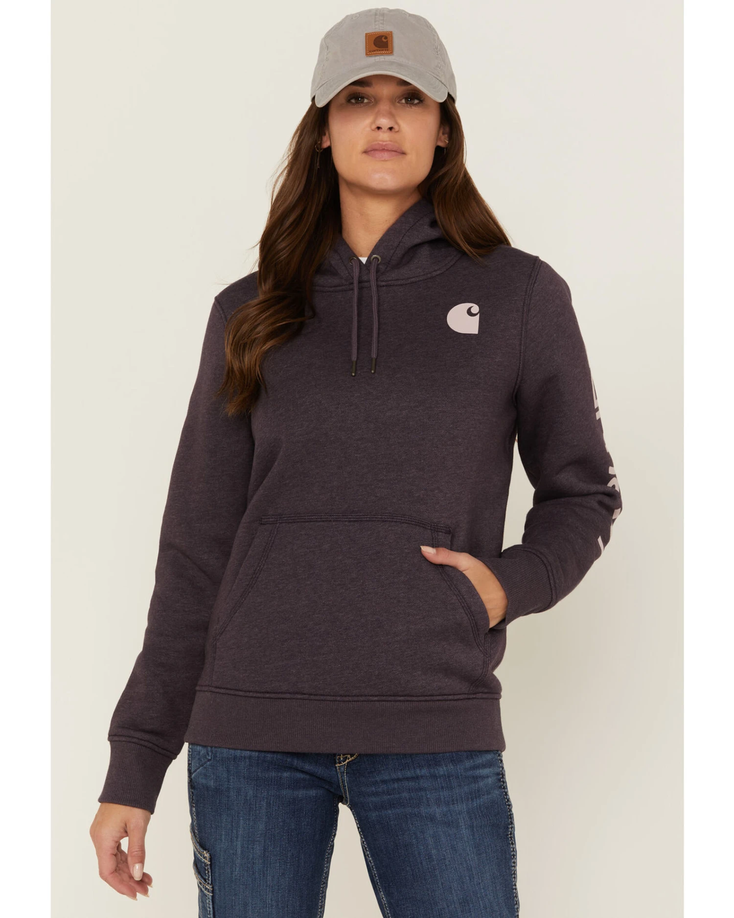 Carhartt Women's Gray Relaxed Midweight Logo Sleeve Graphic Hooded Sweatshirt 3 Carhartt Women's Gray Relaxed Midweight Logo Sleeve Graphic Hooded Sweatshirt - Image 3