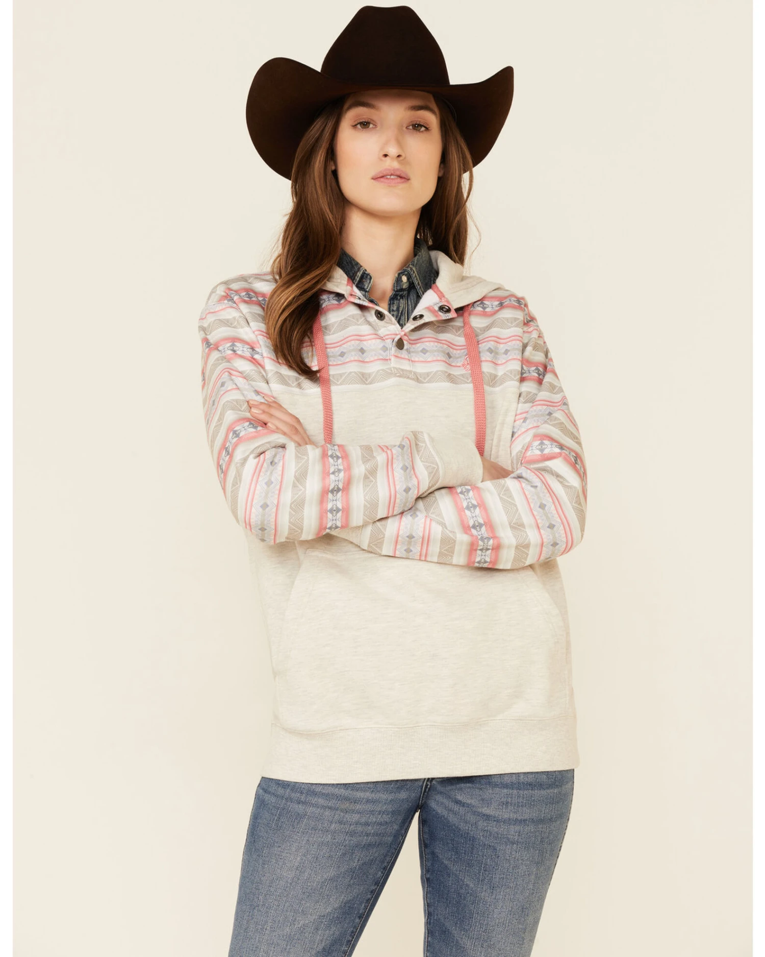 HOOey Women's Southwestern Print Button Down Hooded Pullover 3 HOOey Women's Southwestern Print Button Down Hooded Pullover - Image 3